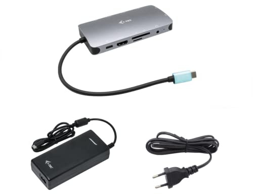 i-tec USB-C 4K Metall Nano Docking Station mit 100-W-Netzteil - 1x HDMI 1x VGA 1x GLAN 1x USB-C 3x USB 3.1 1x SD/MicroSD 1x Audio für Windows MacOS Android ChromeOS