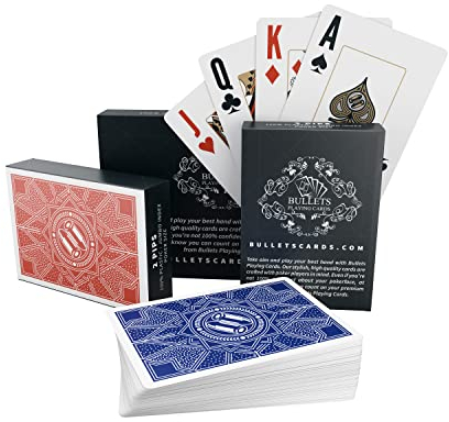 Bullets Playing Cards, Plastik Pokerkarten Paulie, Doppelpack Spielkarten, 2 Eckzeichen, Jumbo Index
