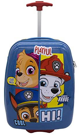 Undercover - Trolley en Polycarbonate - Paw Patrol - 16 Pouces - avec Sangles de Serrage et Compartiment zippé - Tige télescopique - léger et Robuste - pour Enfants