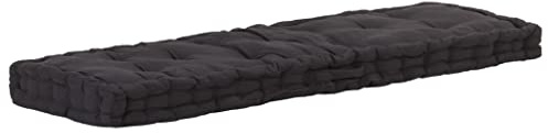 WIFESE Cojín de algodón para palés, 120 × 40 × 7 cm, color negro, cojín para banco, para exteriores, para bancos de cerveza, para bancos de cerveza, para bancos de jardín, cojín para asiento acolchado
