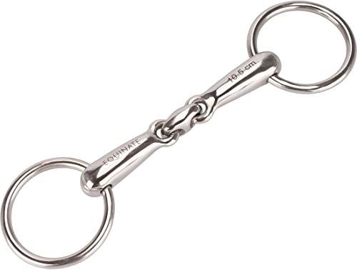 Equinate Pony Wassertrense Edelstahl 16mm doppelt gebrochen 9,5cm - Anatomisch geformtes maulfreundliches Gebiss mit sanfter Einwirkung - Lasergravierte Größenangabe