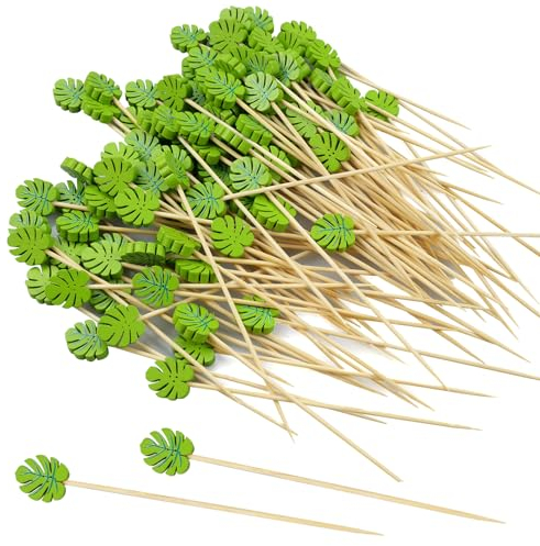 KiKiHong 100 Stück Spieße Fingerfood,Cocktailspieße Cocktail Deko Cocktailspieße Cocktail Picker Zahnstocher Aus Bambus,für Grillgut Obst Antipasti Getränke Kuchen Häppchen