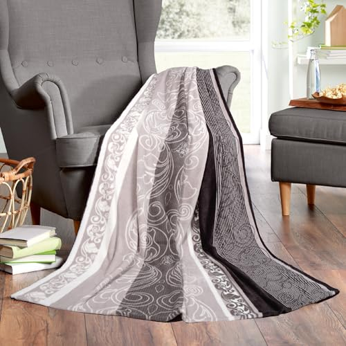 Bestlivings Kuscheldecke superflauschige Mikrofaser Decke 150x200cm (Ornament) Flauschige Wohndecke für Sofa, Couch und Bett, Tagesdecke Oeko-TEX - Sofaüberwurf