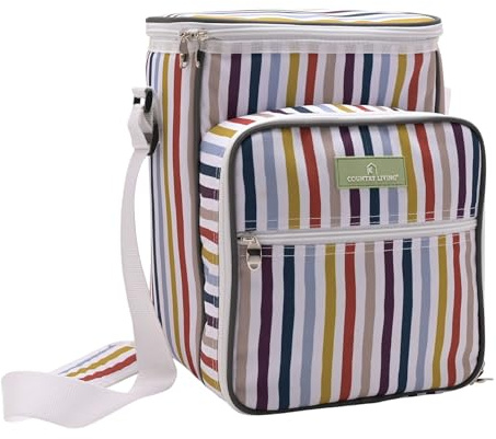 Widdop Country Living 4 Picnic Bag Set with Insulated Compartment - 4 x Knives/Forks/Spoons, 4 x Plates, 4 x Cups - Stylish Summer Picnic Set Outdoor Tableware BBQ