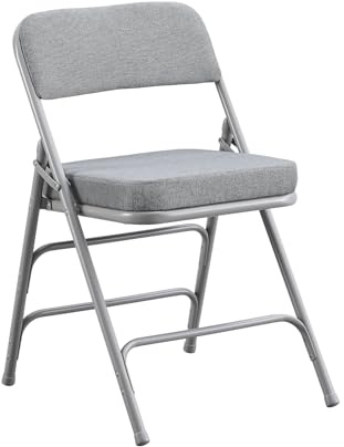 BOOSDEN Gepolsterter Klappstuhl mit Dickem Kissen, Schwerlast-Klappstuhl aus Metall für Outdoor & Indoor & Essen & Party, Grau