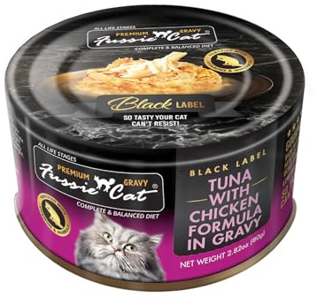 Fussie cat Premium Tuna with Chicken in Gravy, 2.82oz can, case of 24