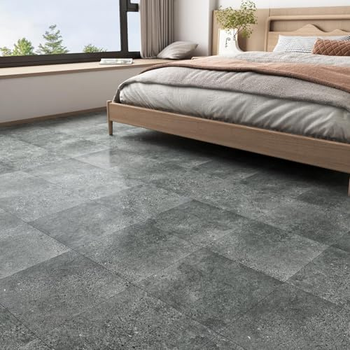 Decotalk PVC-golvbeläggning metervara, halkfria självhäftande kakel badrum vinylgolv självhäftande PVC golvbeläggning vinylgolv betongutseende 30 x 30 cm/30 stycken vattentäta golvplattor halkfria