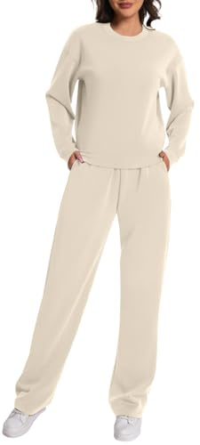Rolcoassuns Women Modal Lounge Set 2 Pezzi Abiti Autunnali Felpa Oversize Pantaloni a Gamba Larga con Tasche