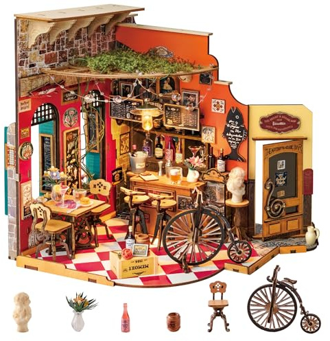 Rolife Kit DIY Maison Miniature Cheers Bar Kits de Modélisme pour Adultes à Construire Maison de Poupée Miniature Décoration d'Intérieur Cadeau d'anniversaire