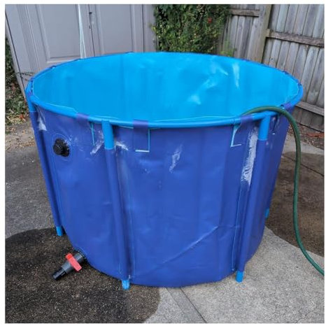 Large Folding Outdoor Fish Pond PVC Fabric Pool for Koi/Goldfish with Support Frame Round Water Containment Basin (1.5x0.8m/1400L) Ideal for Garden & Backyard Use