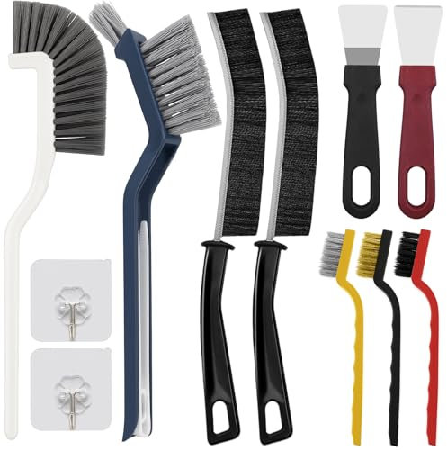 Richunie 9 Pièces Brosse de Nettoyage des Interstices, Brosse Salle de Bain Nettoyage, Multifonctionnelle Brosse Nettoyage Salle de Bain, Brosse a Joint pour Cuisine, Salle de Bain, Rainure Fenetre