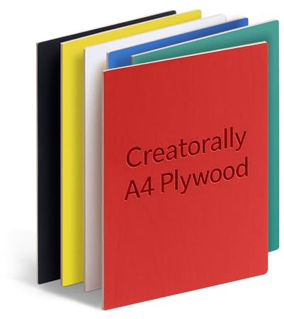 Creatorally Coloré Contreplaqué 3mm, Contre Plaque de Tilleul Couleur 29.7x21 cm 6 Pièces pour Gravure et Découpe Laser, Plaque de Bois pour Bricolage Pyrogravure (6 Couleurs)