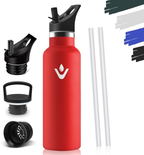 Botella Termical 750ML, Sin BPA, Cantimplora, Acero Inoxidable 18/8, Botella Acero Inoxidable, A Prueba De Fugas Reutilizable, Termo Para Camping, Gimnasio, Escuela, Deportes - Rojo