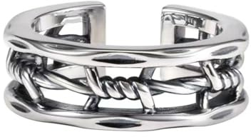 KONFEN Bague pour homme, ouverture réglable, motif tressé ajouré Viking, bijoux rétro punk hip hop gothique unisexe vintage, cadeau d'anniversaire/Noël pour hommes, garçons, femmes