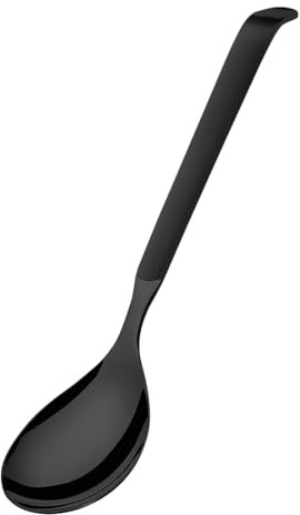 AMEFA BUFFET - Cucchiaio da insalata grande, cucchiaio da servire, cucchiaio da servire, posate da servizio, in acciaio inox 18/10, satinato, nero, lunghezza: 30 cm