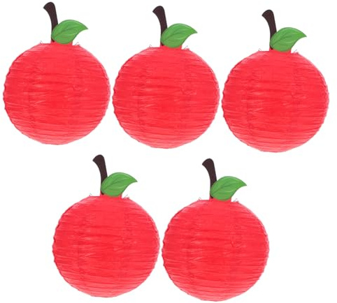 CLISPEED 5 Piezas Linternas Forma de Manzana Decoraciones para Fiestas Temáticas de Frutas Adornos Coloridos y Resistentes para Cumpleaños y Celebraciones al Aire