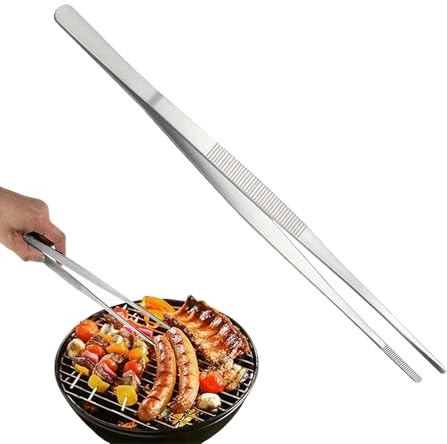 Pinzette da cucina, utensili antiscivolo, pinzette in acciaio, per servire cibo, barbecue, grigliate e feste
