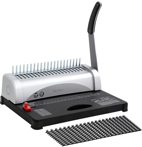 Binding Machine, 21-Holes, 450-Sheets, Paper Punch Binder with Starter Kit (200 Combs: 8/10mm) & 3 Adjustable Margins (3-5mm) for A4, A5, Letter, Ideal Office, School & Home