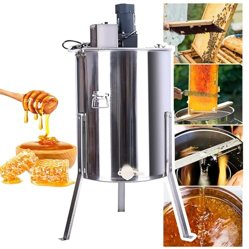 simprueH 2/3/4 Frame Electric Honey Extractor, 140W Stainless Steel Electric Honey Extractor Separator Honeycomb Drum Spinner with Clear Lid (2Frame)