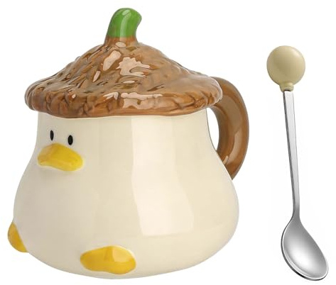 TLDBATICE Söt 3D tecknad anka kaffekopp med lock, rolig djur-tekopp, rosa, present till alla hjärtans dag, födelsedag, mors dag, påsk och jul