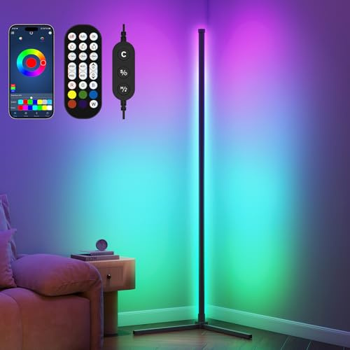 ARTETHYS LED Floor Lamps for Living Room, 164cm RGB Tall Lamp Music Sync | Standing Lamp with App Remote Control, Modern Standard Lamps Corner Mood Lighting Reading Light