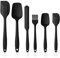 Vicloon Silicone Spatulas Spoons Set, Silicone Kitchen Utensils Including Rubber Spatula, Non-Stick and Heat Resistant for Cooking, Baking and Mixing (Black - 6Pcs)