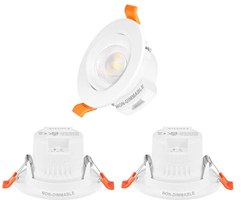 ENUOTEK Mini Lampade Plafoniere Faretti Spot a LED da Incasso Soffitto Orientabili 5W Luce Calda o Luce Neutro o Luce Fredda Regolabile Non Dimmerabile Diametro Buco 65-80MM Lot di 3