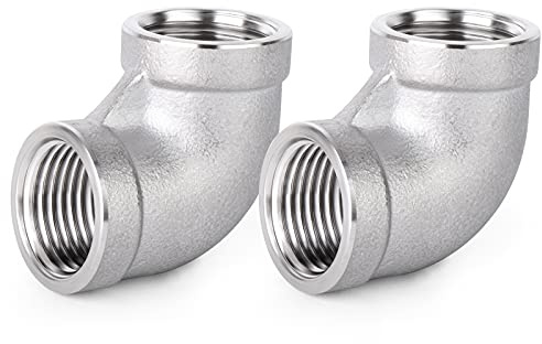 ERGAOBOY 2 piezas 304 conectores de codo de 90 grados de acero inoxidable, accesorios de tubería BSP hembra de 1/2 x 1/2