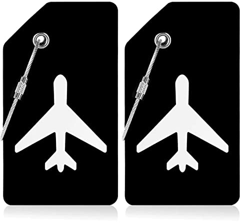 Flintronic 2 PCS Luggage Tags, Silicone Baggage Labels, Suitcase ID Tag Set, Handbag Tag Labels Travel Accessories for Checked Luggage, Hand Luggage and Handbags - Black