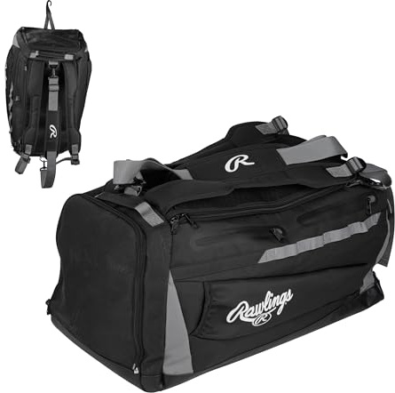 Rawlings | MACH Hyrbid ryggsäck/duffelutrustningsväska | Baseboll & softboll | Svart, Svart, En storlek, Ryggsäck/duffel hybrid