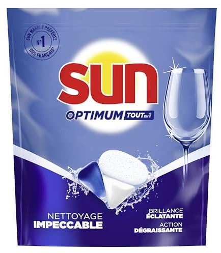 SUN - Optimum Pastilles Lave-Vaisselle Tout en 1 - 34 capsules - Regular - nettoyage impeccable & brillance éclatante - tablettes avec action dégraissante