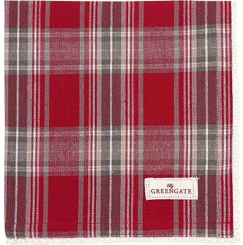 GreenGate Elia Stoffserviette mit Spitze rot 40x40cm