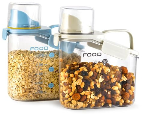 LANGMINGDE Müsli-Aufbewahrungsbehälter, 1,5 l, Vorratsdosen Set mit Deckel Luftdicht, Vorratsbehälter Küchen Aufbewahrung Organizer Spender für Alle Trockenen Lebensmittel