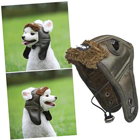 Beavorty Kreative Pilotmütze Für Haustiere Brauner Hundekostüm-Hut XXL Für Katzen Und Hunde Für Partys Und Sorgt Für Aufmerksamkeit Und