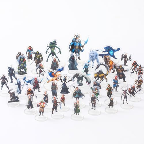 iPEAU Dungeons and Dragons Miniatures DND Starter Set for Beginner 20 Minis for D&D 5E Flat Plastic Figures for Pathfinder TTRPG Tabletop RPG Games Accessories Gift for DM