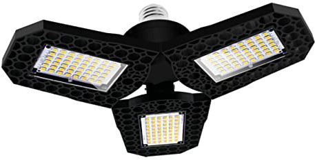 Veemoon LED Deckenleuchte Garagenleuchte 60W Deformierbar Einstellbare Flügel E27 Energiesparend 360° Beleuchtung für Garage Werkstatt Lager Keller