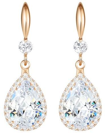 Linawe Pendientes colgantes para mujer, pendientes colgantes, joyas de oro, plata y oro rosa, pendientes colgantes de cristal con diamantes, joyería de moda para bodas