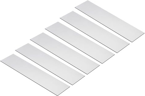 PATIKIL 8x2 Blank Name Plates, 6 Pack Custom Engraved Name Plate Rectangle Laser Engraving Blanks for Personalized Nameplates Office Desk DIY Painting Supplies, Silver, Black
