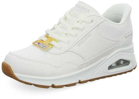 Skechers Uno Banksia, Scarpe da Ginnastica Donna, White Duraleather/Mesh, 39 EU