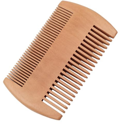 Antistatischer Bartkamm mit Doppelseitiger Kamm,Premium Bartkamm aus wohlduftendem Sandelholz,Taschenkamm mit doppelter Zahnung für die tägliche Bartpflege & das Auftragen von Bartöl/Beard Balm