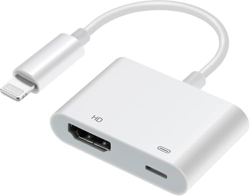 FIOUSY USB C to HDMI Adapter, USB 3.0 Type C to HDMI 4K Multiport AV Converter with USB 3.0 Port Mac HDMI Adapter for MacBook Pro/ S8+/S9+/Projector/Monitor (Silver) (Lightning to HDMI)