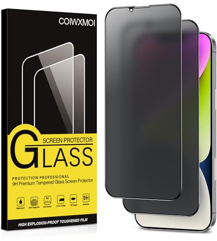 Coiwxmoi Privacy Pellicola Opaca per Apple iPhone 16e/14/13/13 pro,Opaco Vetro Temperato Anti-Spy Durezza 9H Anti-riflesso Anti-impronta Anti-Spia Senza Bolle Vetrino Film Protezione Schermo 2 Pezzi