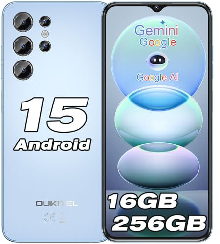 OUKITEL C1 Pro Smartphone Android 15, 16GO+256GO/1TO Telephone Portable Pas Cher, 6.52 HD+ Écran, Batterie 5150mAh, Caméra 13MP Téléphone, Dual 4G SIM/Fingerprint/OTG/Prise 3.5mm/3 Card Slots