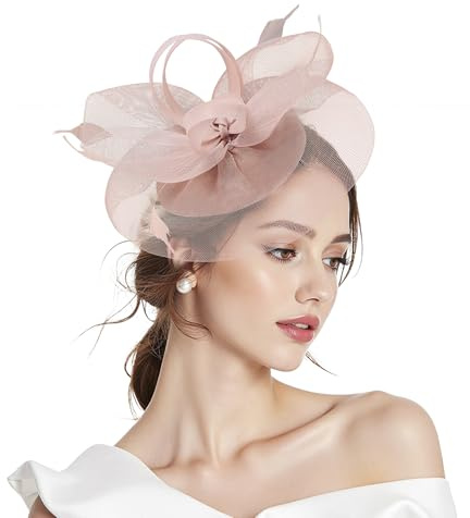 Zando Fascinators for Women, Wedding Hat with Headband | 2-in-1 mesh fascinator with detachable clip and headband. Elegant hair accessory for wedding guests, Royal Ascot & tea party.