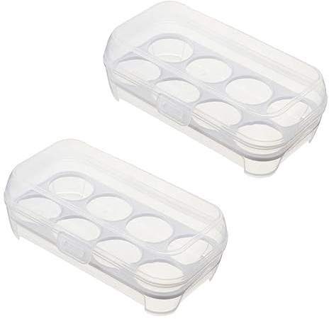 NUOBESTY 2Pièces Porte Oeufs Couvercle Boîte de Rangement Transparent pour Réfrigérateur et Comptoir Conteneur de Stockage Oeufs et Élégant