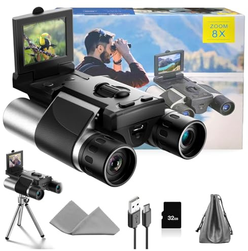 Digital Binoculars with Camera - 8X Digital Zoom, 2 LCD Display 40MP Camera 2.5K Videos Ideal for Concerts, Bird Watching, and Outdoor Adventures with 32GB SD Card - S555