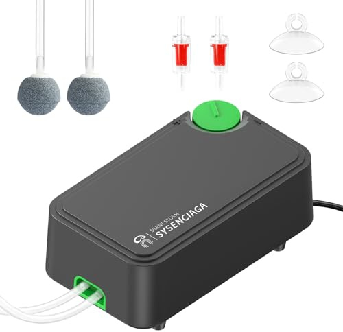 SYSENCIAGA 10W High-Output Air Pump, Ultra Quiet Dual Outlet Adjustable Aerator for Large Aquariums up to 600 Gallons, Ponds, Hydroponic Systems & Commercial Use