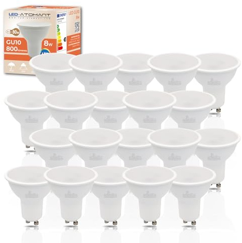 LED ATOMANT 20x Bombilla LED GU10 8W Color Luz Neutra 800lm