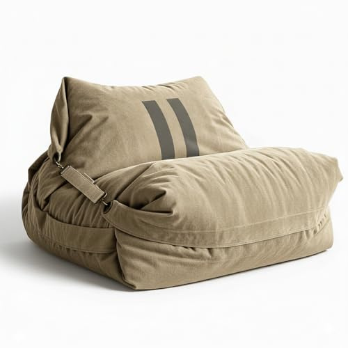 Aiire Sillón Puff Gigante de Diseño - [180x140] Sofa Puf con Relleno Incluido XXL - Bean Bag Chair Salon para Jóvenes y Adultos Moderno - Lavable y Desenfundable - Cojin de Suelo Grande Pause Beige