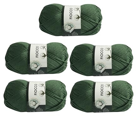 Fiocco Gomitoli di Cotone 100% Naturale per Uncinetto, 50g 125m, per Amigurumi e Maglieria a Uncinetto (5, Verde Bosco - 7725)